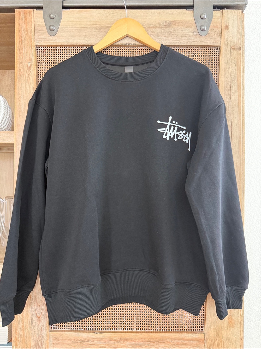 Black Crewneck Sweatshirt with White Logo